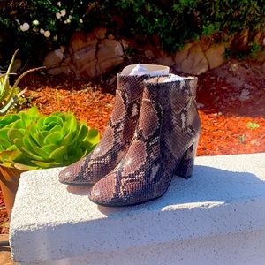 Vine Camuto Snake Print Booties